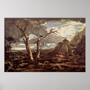 Washington Allston Elijah som matas av ravensna Poster