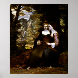 Washington Allston Hermia och Helena Poster