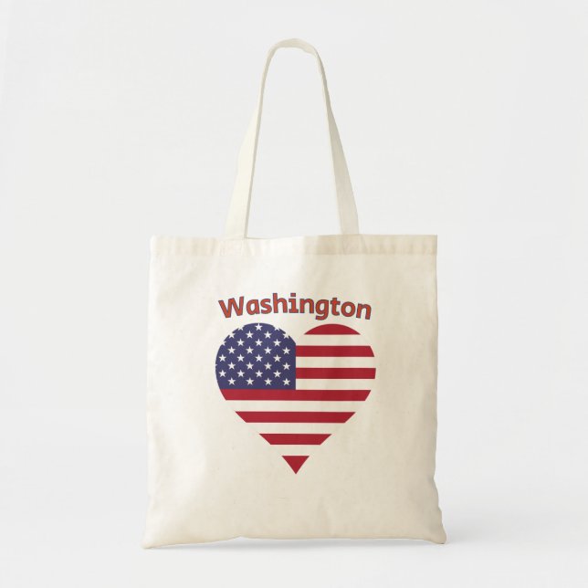 Washington American Flagga Heart Tygkasse (Framsidan)