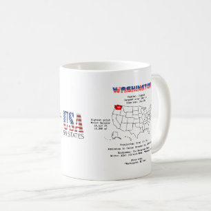 Washington American State på karta och användbar i Kaffemugg