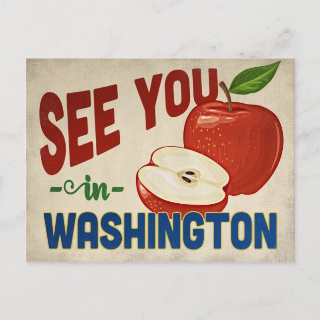 Washington Apple - Vintage resor Vykort (Framsida)