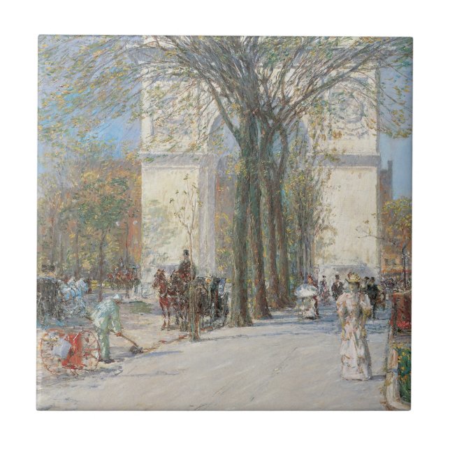 Washington Arch, Spring av Frederick Childe Hassam Kakelplatta (Framsidan)