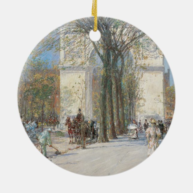 Washington Arch, Vår, av Frederick Childe Hassam Julgransprydnad Keramik (Baksidan)