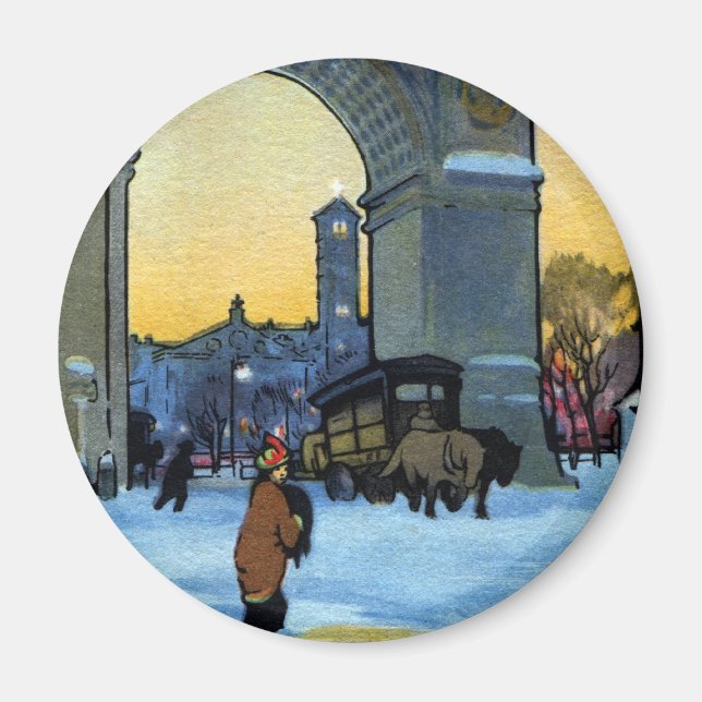 Washington Arch vid Winter Twilight Magnet (Framsidan)