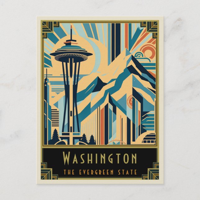Washington | Art Deco Vykort (Framsida)