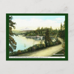 Washington Boulevard och berget Rainier, Sjö, S Vykort