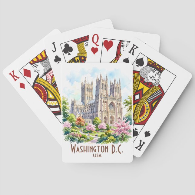 Washington Cathedral religiöst akvarell anpassat Casinokort (Baksidan)