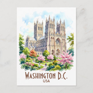 Washington Cathedral religiöst akvarell anpassat Vykort