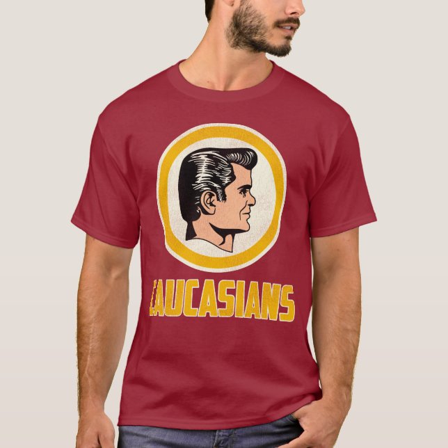 WASHINGTON CAUCASIANS - FUNNY Football Parody T Shirt (Framsida)