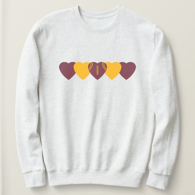 Washington Commanders Heart Football Mörk T Shirt (Design framsida)