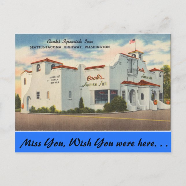 Washington, Cooks spanska Inn, Seattle-Tacoma Vykort (Framsida)