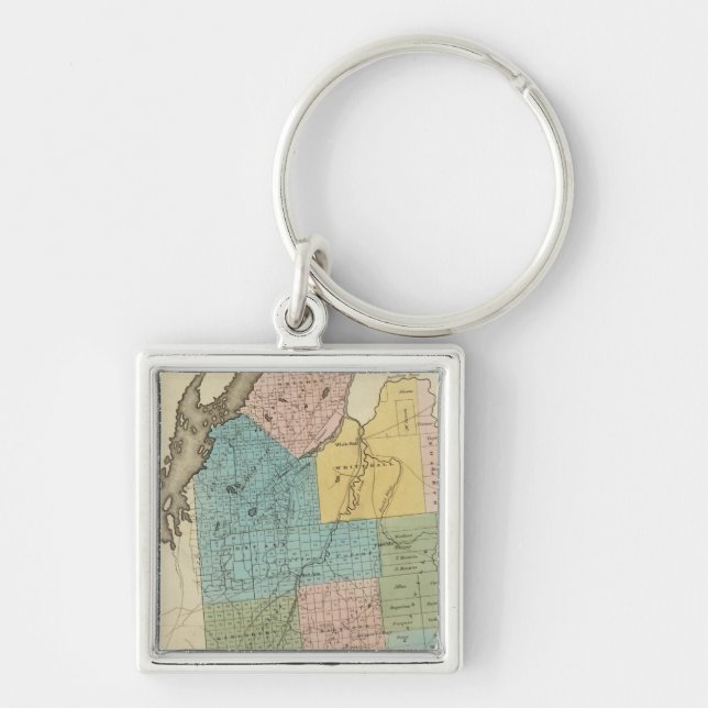 Washington County Fyrkantig Silverfärgad Nyckelring (Framsidan)