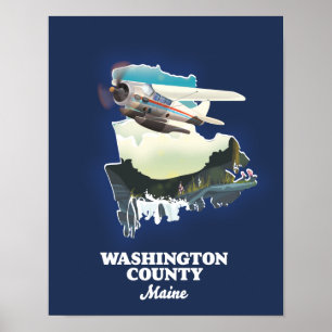 Washington County Maine Karta Poster