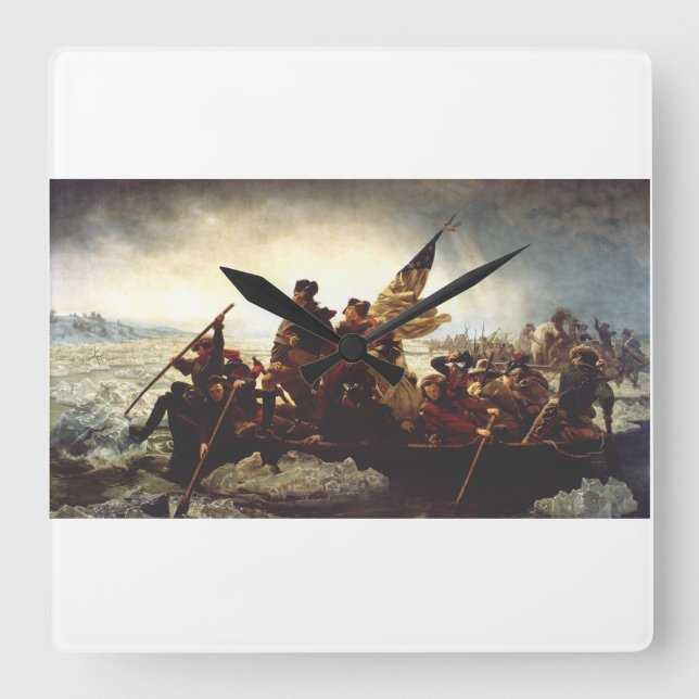 Washington Crossing the Delaware by Emanuel Leutze Fyrkantig Klocka (Framsida)