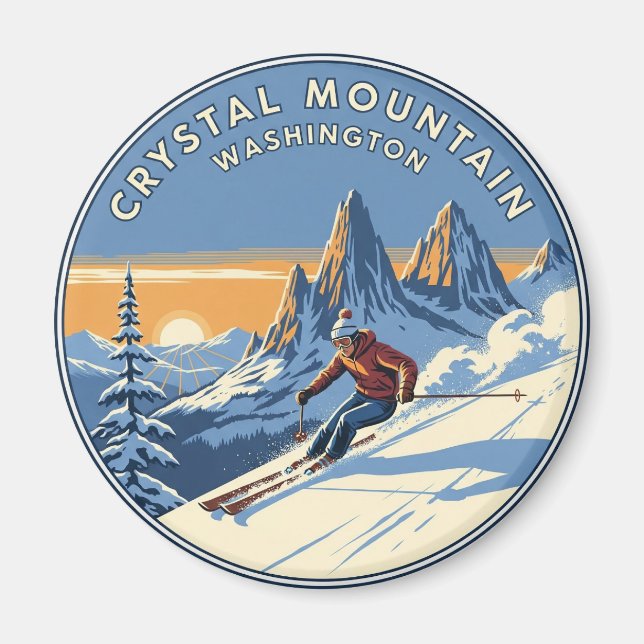 Washington Crystal Mountain Skier Skiing Magnet (Framsidan)