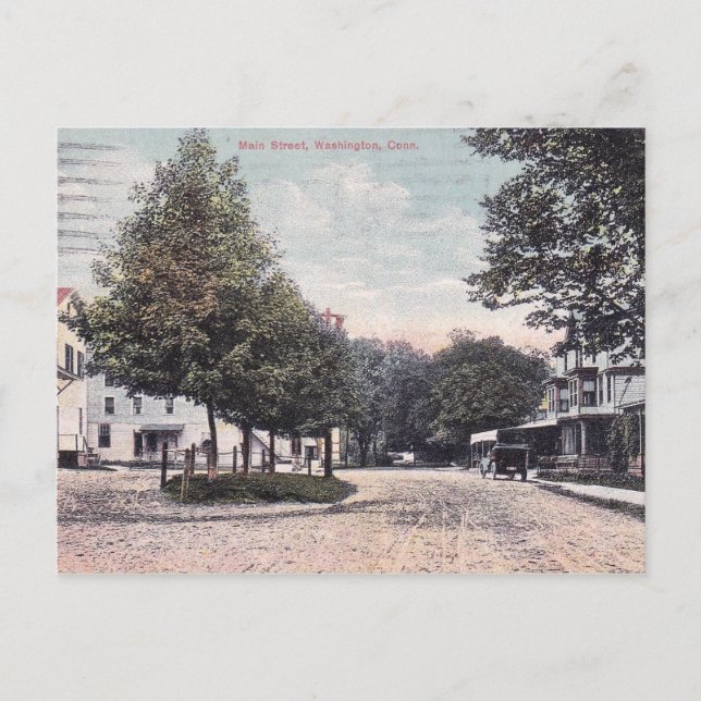 Washington CT, Main Street, 1914 Vykort (Framsida)