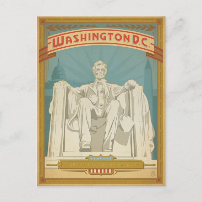 Washington, D.C. - Abe Lincoln Vykort (Framsida)