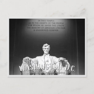 Washington, D.C. - Abraham Lincoln Statue Postcard Inbjudan Vykort