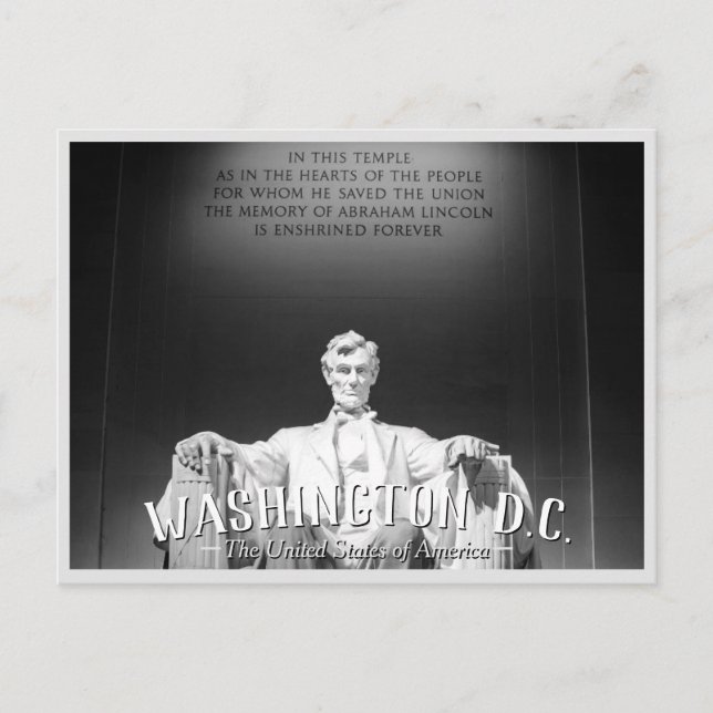 Washington, D.C. - Abraham Lincoln Statue Postcard Inbjudan Vykort (Framsida)