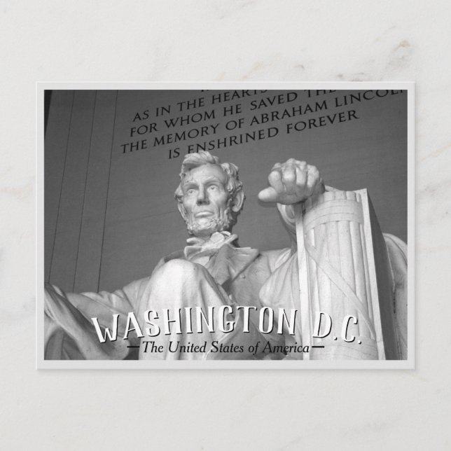 Washington, D.C. - Abraham Lincoln Statue Postcard Inbjudan Vykort (Framsida)