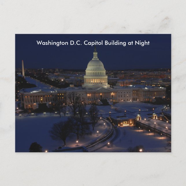 Washington D.C. Capitol-byggnaden en vinterkväll Vykort (Framsida)