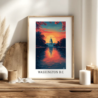 Washington D.C. Capitol Solnedgång Poster