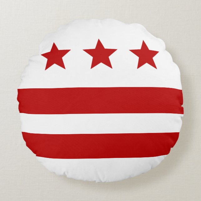 Washington D.C. City flagga Rund Kudde (Framsidan)