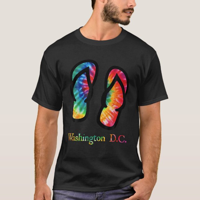 Washington D C Flinflip flops Tie Dye T Shirt (Framsida)