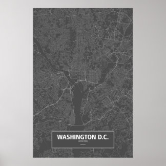 Washington D.C., Förenade Stater (vit på svart) Poster