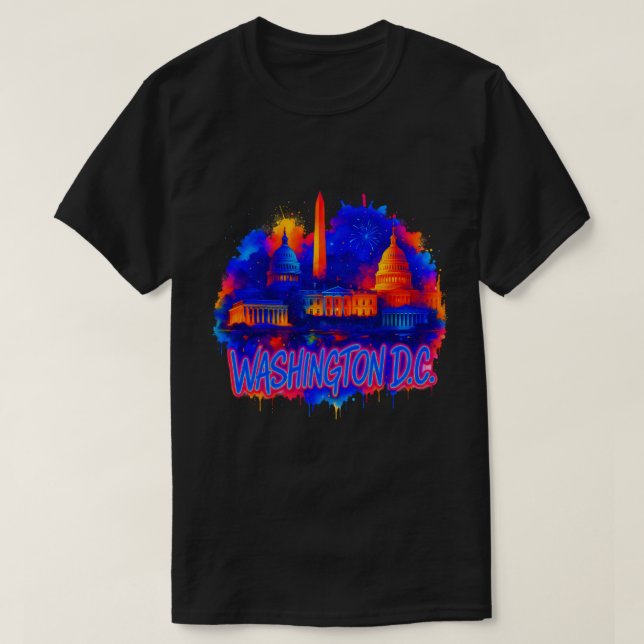 Washington D.C. Huvudstad Skyline Souvenir Art T Shirt (Design framsida)