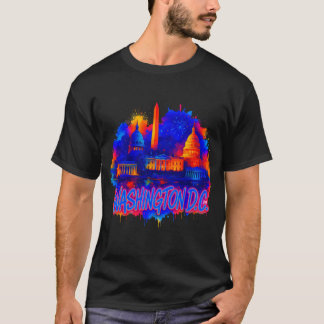 Washington D.C. Huvudstad Skyline Souvenir Art T Shirt