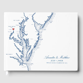 Washington D.C. Karta Elegant Navy Blue Bröllop Gästböcker