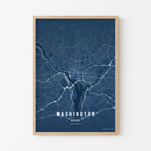 Washington D.C. Karttryck Affisch Väggkonst Presen