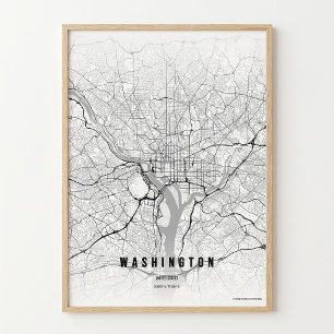 Washington D.C. Karttryck Huvudstad Poster