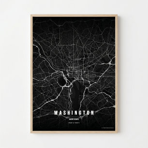 Washington D.C. Karttryck i Noir Stil Affisch Vägg
