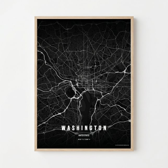 Washington D.C. Karttryck i Noir Stil Affisch Vägg (Skapare uppladdad)