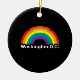 WASHINGTON D.C. LGBT VARA STOLT ÖVER REGNBÅGE JULGRANSPRYDNAD KERAMIK