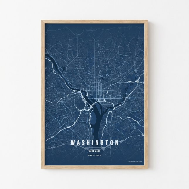 Washington D.C. Map Blue Print Poster Wallart Gift (Skapare uppladdad)