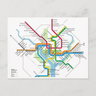 Washington D.C. Metro Tunnelbanan Karta vykort