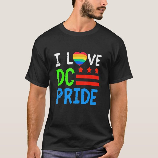 Washington D C Pride Månad för regnbåge Heart Gay  T Shirt (Framsida)