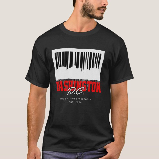 Washington D.C. Streckkod Siluett Huvudstad Graffi T Shirt (Framsida)