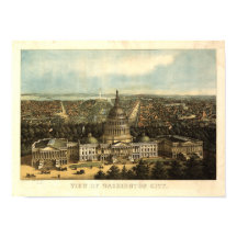 Washington DC 1871 Antique Panoramic Karta