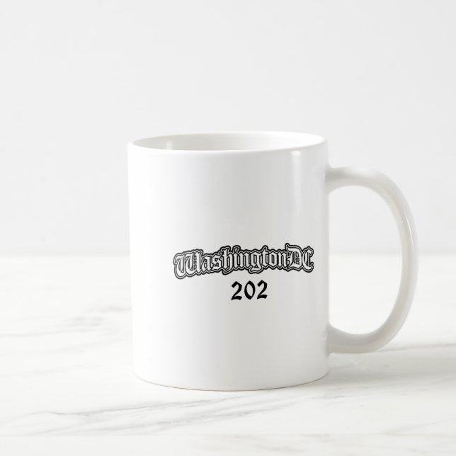 Washington Dc 202 Män Kvinnor Barn Långärmad  Kaffemugg (Höger)