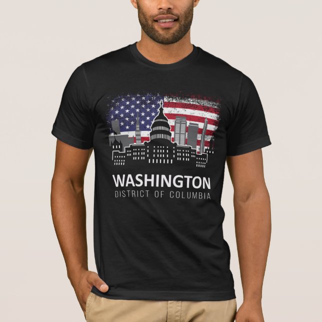 Washington DC American Flagga T Shirt (Framsida)