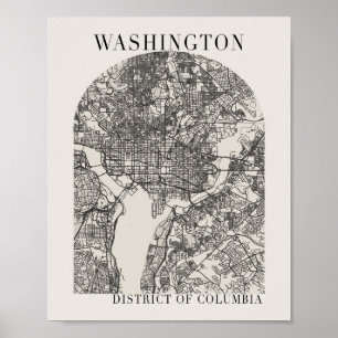 Washington DC Boho Arch Beige Street Karta Poster