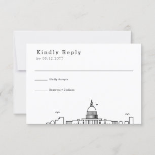 Washington DC Bröllop Stylized Skyline OSA Kort