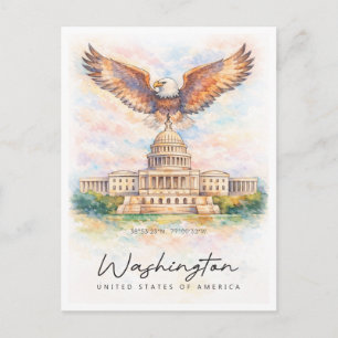 Washington DC Capitol Hill Akvarell   USA Helg Vykort