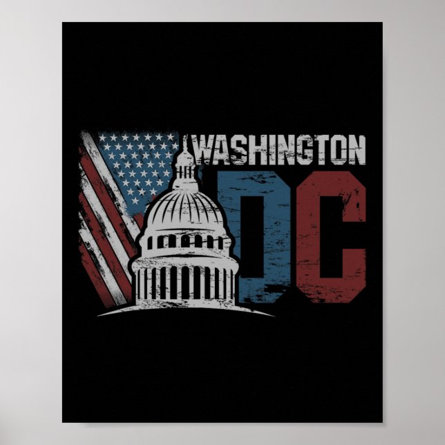 Washington Dc Capitol Hill Usa Flag Souvenir Desig Poster (Framsidan)