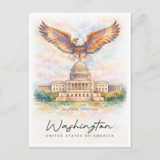 Washington DC Capitol Hill Watercolor | USA Helg Vykort