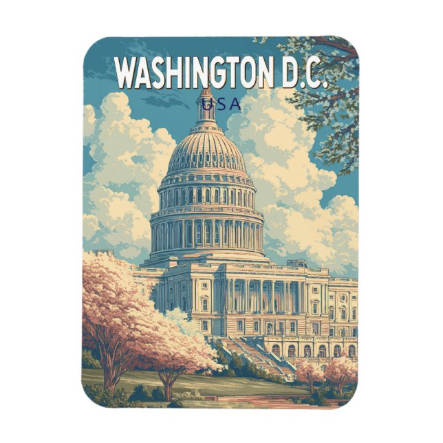 Washington DC Capitol Resa Konst Vintage Magnet (Vertikal)